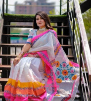 Halfsilk Sharee with Blouse-SS-6012