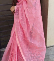 Halfsilk Embroidery Saree Em-114