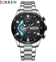 Curren 8402-Silver Black Watch Price In Bangladesh