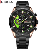 Curren 8402-Black and Green Watch Price In Bangladesh