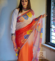 ব্লাউজ পিছ সহ ডিজিটাল প্রিন্ট শাড়ি কোড DP-6052