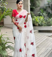 Semi Moslin Embroidery Saree Em-145