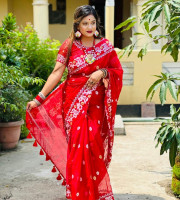 Halfsilk Sharee with Blouse-SS-6009